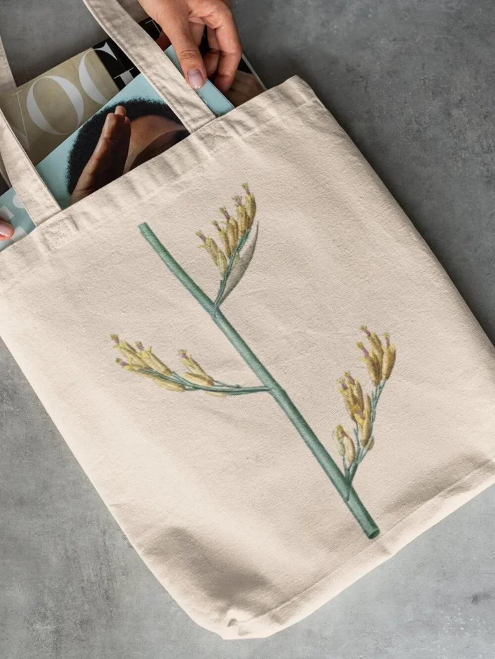 New Zealand Flax Vintage Floral Print Graphic Canvas Tote Bag